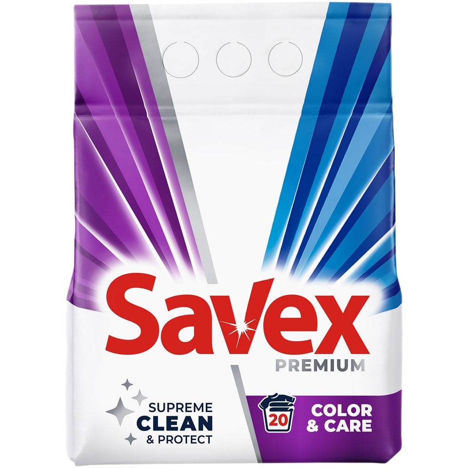 Savex | Detergent automat pudra Color & Care, 20 spalari 2kg
