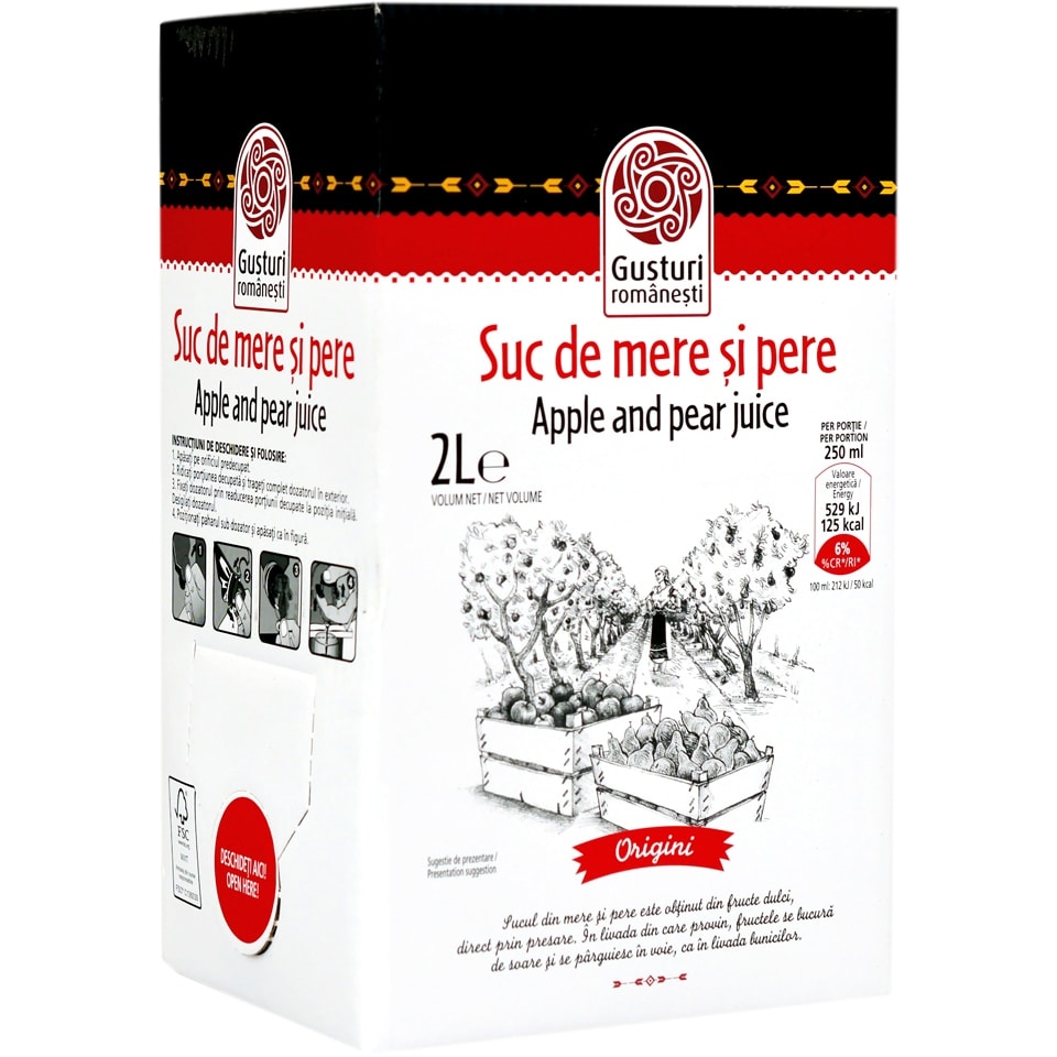 Romania product data sample: Suc de mere si pere 2L