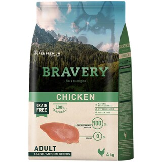 Bravery | Hrana uscata Adult Large/Medium Chicken 4kg