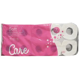 Care | Hartie igienica cu parfum de talc, 10 role, 3 straturi