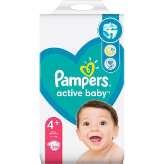 Pampers | Active Baby | Scutece bebelusi Marimea 4+, 10-15 kg, 120 buc