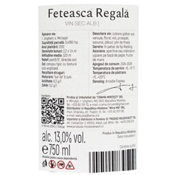 Crama Mircesti | Vin alb sec Feteasca Regala 0.75L