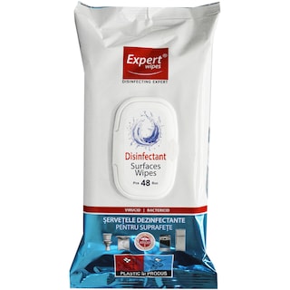 Expert wipes | Servetele umede dezinfectante pentru suprafete, 48 buc.