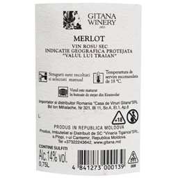 Gitana Winery | Vin rosu sec Merlot 0.75L