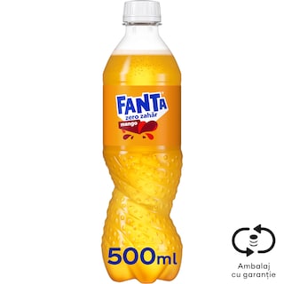 Fanta Zero Zahar | Bautura racoritoarea carbogazoasa cu gust de mango 0.5L