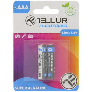 Tellur | Baterie Flexi Power, super alcalina, AAA LR03, 1.5V, 2 buc/set