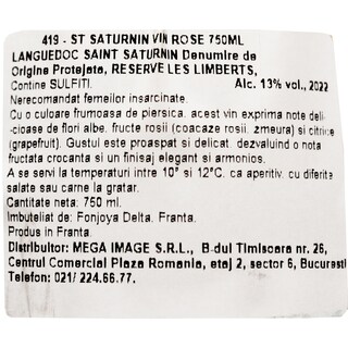 Saint Saturnin | Vin roze Reserve Les Limberts 0.75L