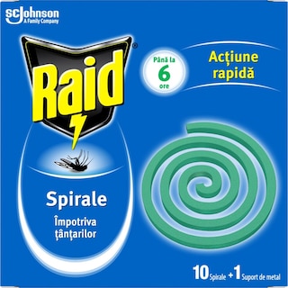 Raid | Spirale impotriva tantarilor cu suport de metal, 10 bucati