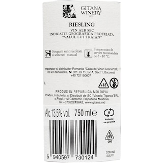 Gitana Winery | Vin alb sec Riesling 0.75L