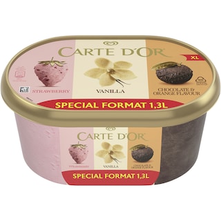 Carte D'Or | Inghetata capsune, vanilie, ciocolata 1.3L