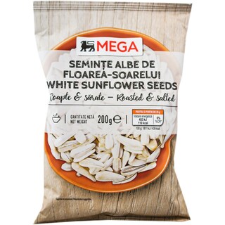 MEGA | Seminte albe de floarea-soarelui, copate si sarate 200g