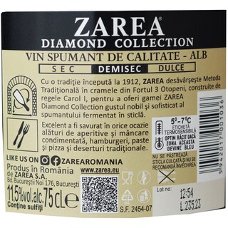 Zarea | Diamond Collection | Vin spumant alb demisec 0.75L