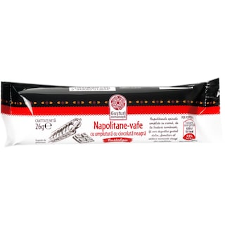 Gusturi romanesti | Napolitane vafe cu umplutura cu ciocolata neagra 26g