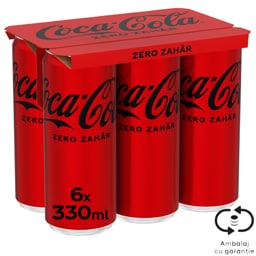 Coca-Cola Zero Zahar | Bautura racoritoare carbogazoasa  6x330ml
