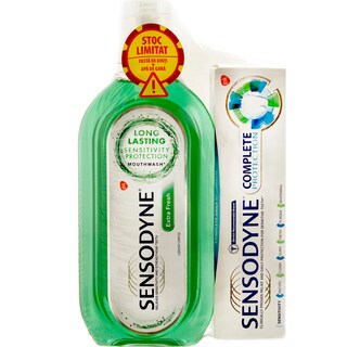 Sensodyne | Pachet pasta de dinti Complete Protection si apa de gura Extra Fresh 75ml+500ml
