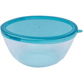 Neoflam | Bol pentru salata din sticla borosilicata, cu capac din plastic, 2.7L