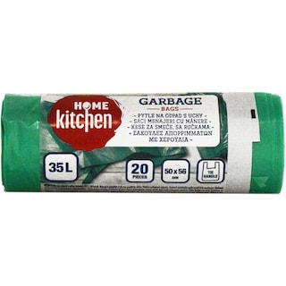 Home Kitchen | Saci menajeri verzi cu manere, 35 L, 20 bucati