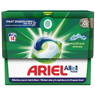 Ariel | All in 1 Pods | Detergent Mountain Spring, 14 capsule