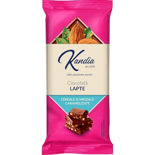 Kandia | Ciocolata cu lapte, cu cereale si migdale caramelizate 80g