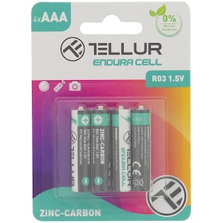 Tellur | Baterie Endura Cell, zinc-carbon, AAA R03, 1.5V, 4 buc/set
