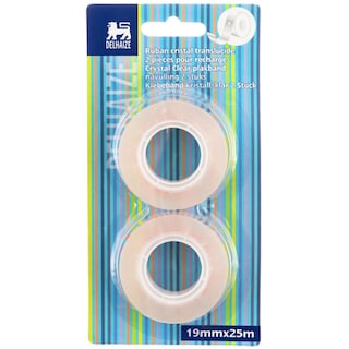 Delhaize | Rezerve banda adeziva transparenta, 19 mm x 25 m, set 2 bucati