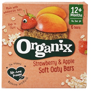 Organix | Batoane ecologice din ovaz integral cu capsuni si mere +12 luni 6x23g