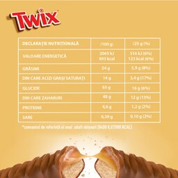 Twix | Baton cu biscuit si caramel invelit in ciocolata cu lapte 3x50g