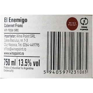 El Enemigo | Vin rosu sec Cabernet Franc 0.75L
