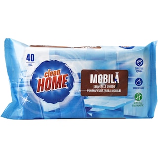 Clean Home | Servetele umede pentru curatarea mobilei, 40 bucati