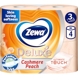 Zewa | Deluxe | Hartie igienica Deluxe Cashmere Peach, 3 straturi, 4 role