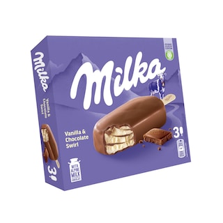 Milka | Inghetata cu vanilie si ciocolata cu lapte 3x90ml