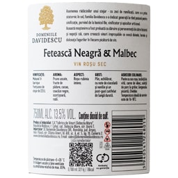 Domeniile Davidescu | Vin rosu Feteasca Neagra Malbec 0.75L
