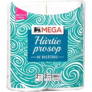 MEGA | Hartie prosop de bucatarie, 2 role, 3 straturi