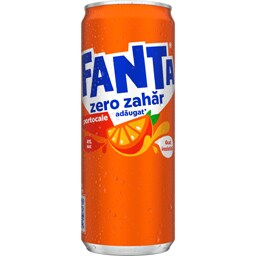 Fanta Zero Zahar | Bautura carbogazoasa cu suc de portocale, zero zahar 0.33L