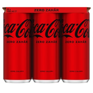 Coca-Cola Zero Zahar | Bautura racoritoare carbogazoasa  6x330ml