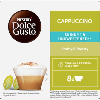 Nescafe | Dolce Gusto | Cafea Cappuccino Skinny & Unsweetened, 8 bauturi