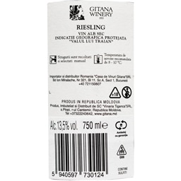 Gitana Winery | Vin alb sec Riesling 0.75L