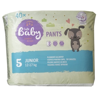 Cute Baby | Scutece chilotel pentru copii, Junior, marimea 5, 12-17 kg, 40 bucati