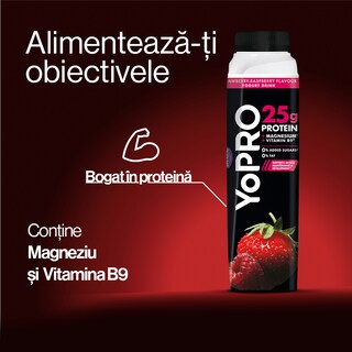 YoPRO | Iaurt de baut cu capsuni si zmeura 300g