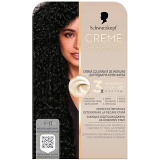 Creme Supreme | Vopsea permanenta pentru par 1-0 Negru natural