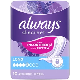 Always Discreet | Absorbante Long pentru pierderi urinare, 10 bucati