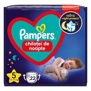 Pampers | Night | Scutece chilotel bebelusi Marimea 5, 12-17 kg, 22 buc