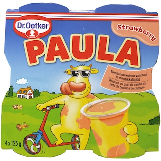 Paula | Budinca cu gust de vanilie si capsuni 4x125g