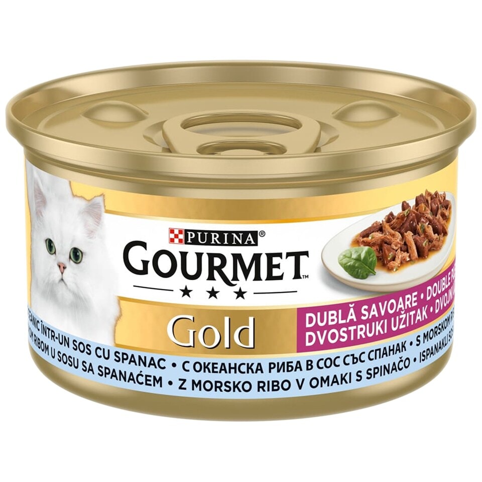Romania product data sample: Hrana pentru pisici adulte, cu peste oceanic in sos cu spanac 85g