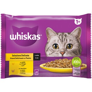 Whiskas | Hrana umeda pentru pisici, cu pasare in sos 4x85g