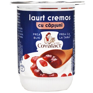 Covalact de Tara | Iaurt cremos cu capsuni, 5% grasime 140g
