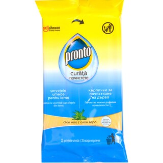 Pronto | Servetele umede pentru lemn cu aloe vera, 25 bucati