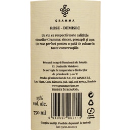 Gramma | Liric | Vin roze demisec Feteasca Neagra & Busuioaca de Bohotin 0.75L