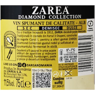 Zarea | Diamond Collection | Vin spumant alb demisec 0.75L