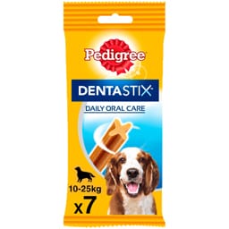 Pedigree | DentaStix | Hrana complementara pentru caini, 10-25 kg, 7 batoane, 180g